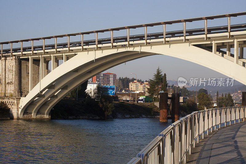 步行街和巴塞罗那桥Ría de Pontevedra